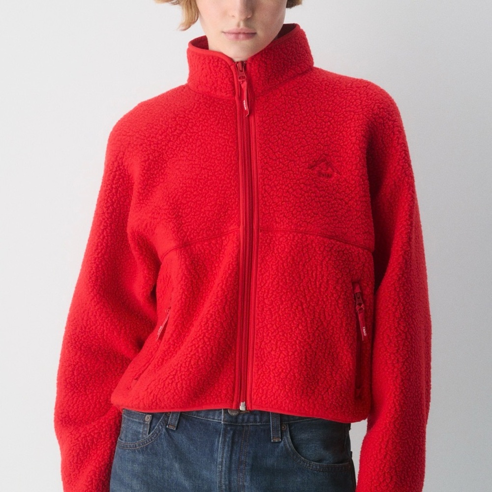 Aritzia/TNA Polartec® Thermal Pro™ Mockneck Hi-hip Zip-up, Flashing Red